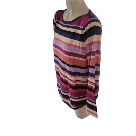 Chicos Womens 2P Multicolor Striped Long-Sleeve‎ Scoop Neck Top - Picture 3 of 7